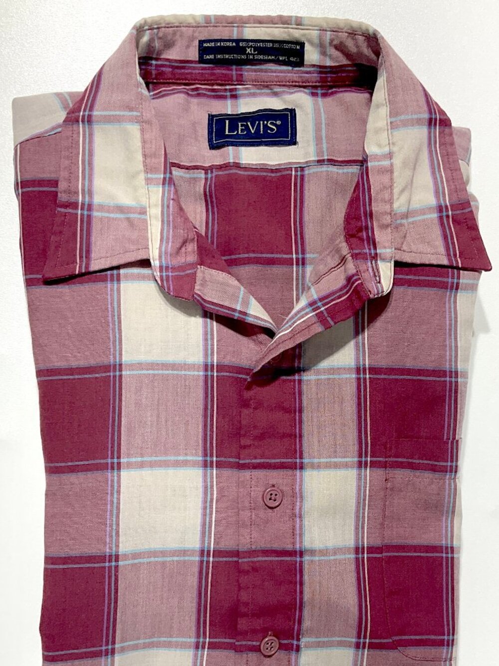 Vintage Levis XL Mens Plaid Button Down Shirt